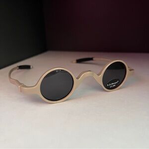 ASOS AJ Morgan avant garde cyberpunk little beige round lens sun glasses